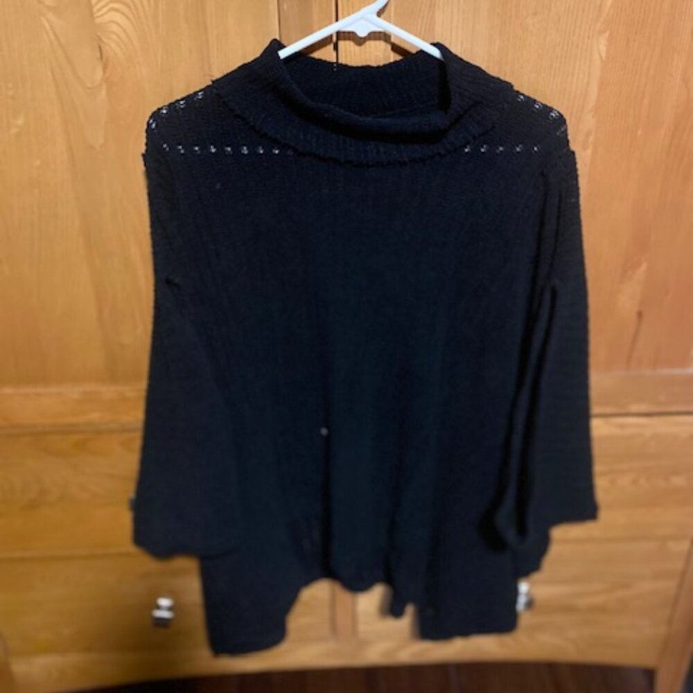 Free People Beach, black, poncho/cape style tunic, Medium